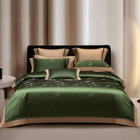 Silk-Like Satin 7-Piece Duvet Cover Set with Double Stitching & Pillowcases - Julia M LifeStyles