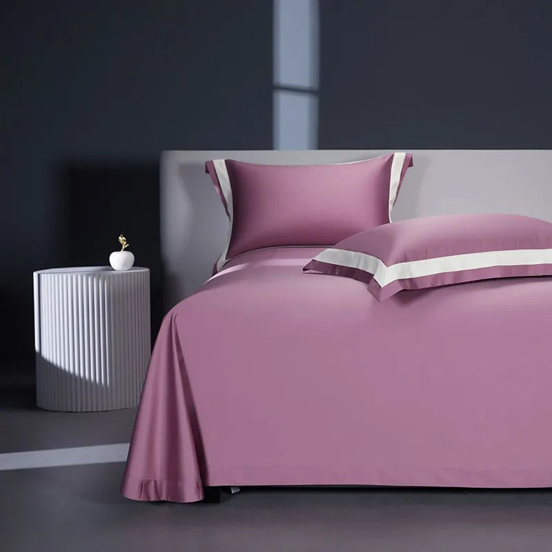 Premium 1400TC Egyptian Cotton Smooth Soft Bedding Set Chic White Grey Patchwork Duvet Cover Flat/Fitted Bed Sheet Pillowcases