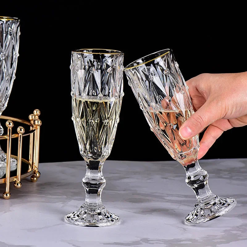 170ml Luxurious Crystal Champagne Glasses Transparent Thickened Retro Cocktail Glass Red Wine Goblet Wedding Party Accessories Julia M LifeStyles