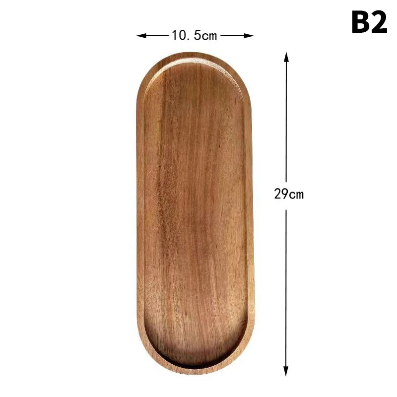 Tableware Solid Wood Food Tray Round Rectangle Dessert Plate Japanese-style Wooden Snack Fruit Tea Saucer Pallet Bread Board Julia M LifeStyles