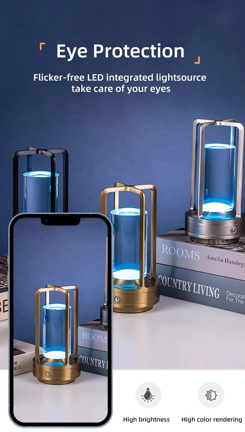 LED Table Lamp plastic bedroom bedside desk lamp rechargeable touch dimming desk lamp dining table decorative table lamp Julia M LifeStyles