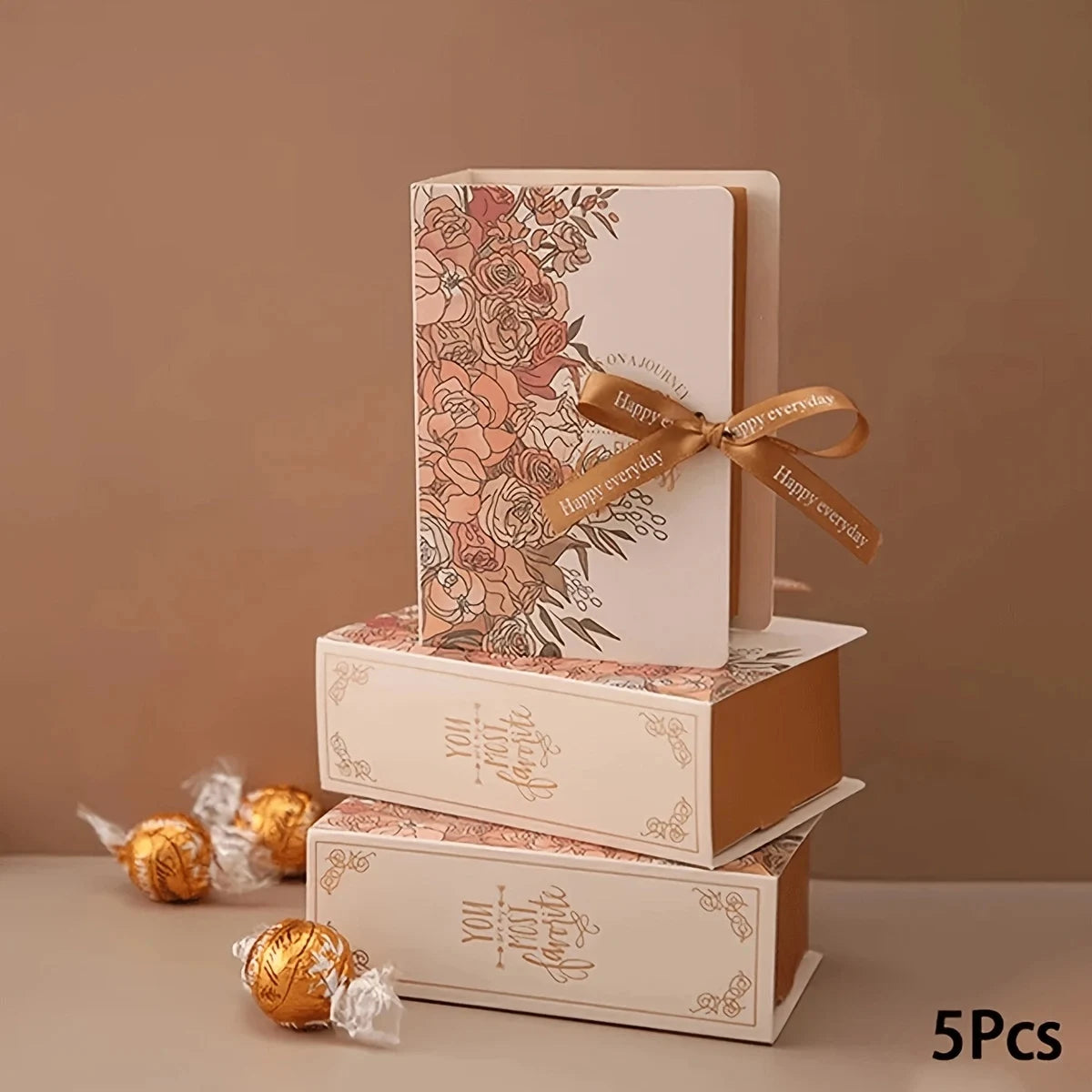 5Pcs Book Shape Gift Box with Ribbon Paperboard for Parties and Special Occasions