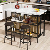 3 Piece Bar Table Set with Storage & Seating