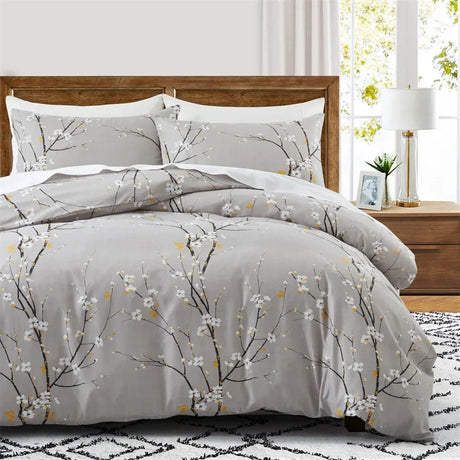 Boho White Paisley Floral Duvet Cover Twin Bohemian Exotic Flower Bedding Set Reversible Red Comforter Cover for Girl Women Room Julia M LifeStyles