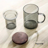 400ml Heat-Resistant Glass Tea Cup with Filter and Wooden Lid Julia M LifeStyles