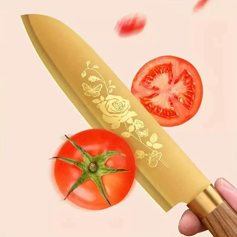 4-Piece Titanium-Coated Kitchen Knife Set