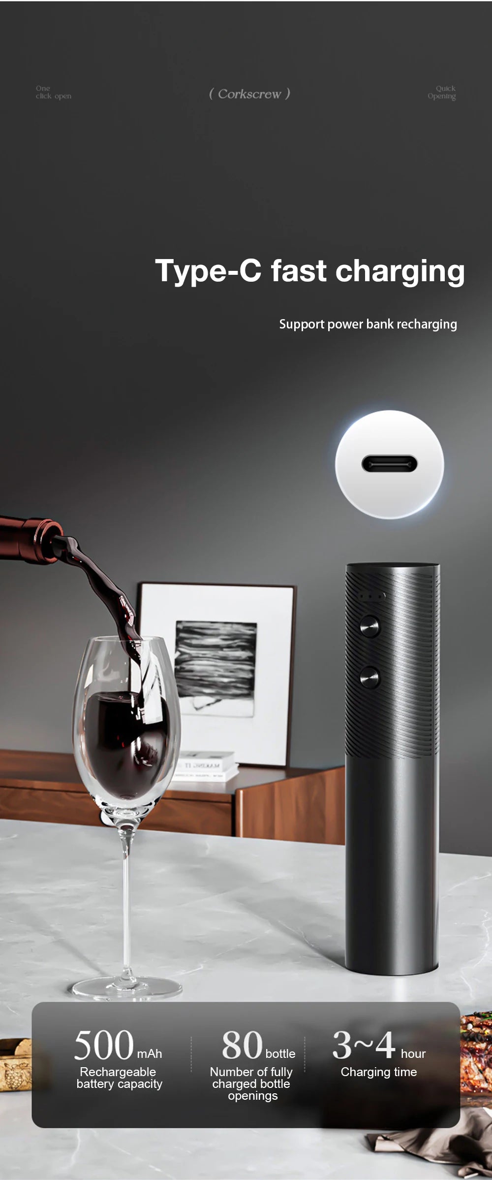 Rechargeable Electric Wine Bottle Opener Set - Julia M LifeStyles
