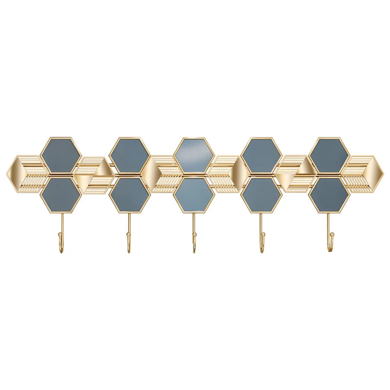 Modern Gold Wall Mount Coat Rack with 5 Hooks