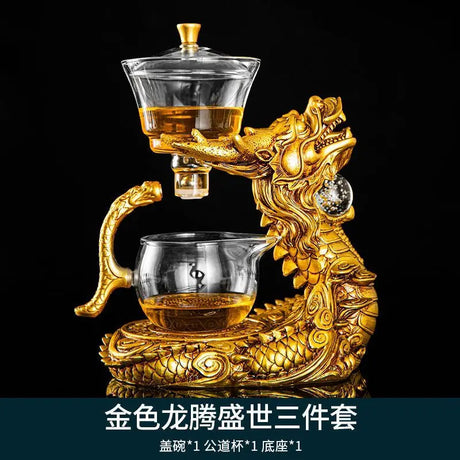 Dragon Automatic Tea Set Magnetic Suction Glass Lazy Kung Fu Teapot Set Household Heat-resistant Tea Maker Julia M LifeStyles