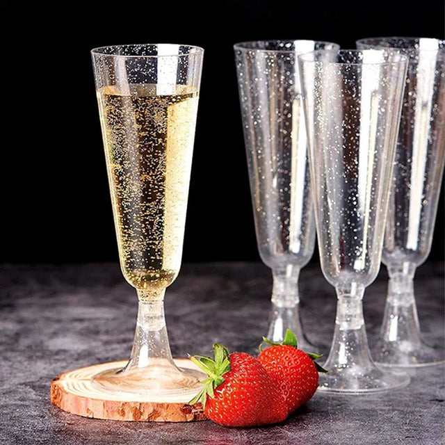 15/25/50pcs 150ml Disposable Champagne Glasses Cocktail Glasses Plastic Tall Glasses Martini Glasses for Weddings Party Julia M LifeStyles