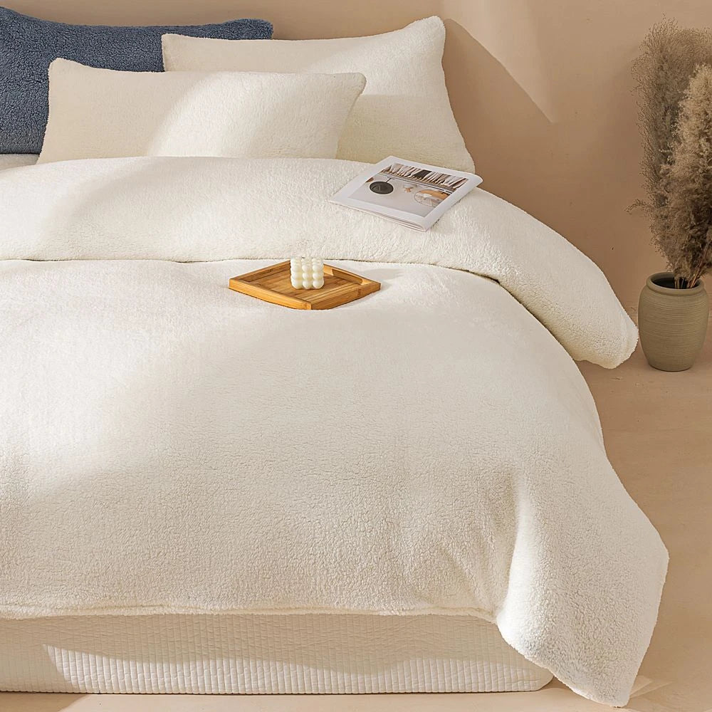 Plush Fleece Duvet Cover Set with Sheet, 4-Piece