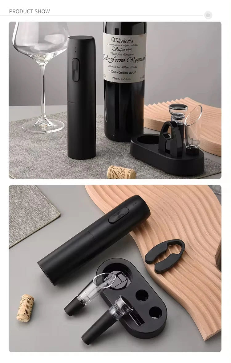 4-in-1 Electric Bottle Wine Opener Set Rechargeable Electric Automatic Corkscrew Wine Opener Set Wine Stopper, Wine Pourer Julia M Home & Kitchen