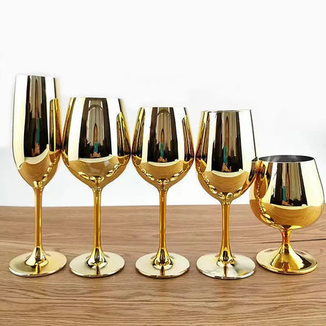 Elegant Electroplated Gold Crystal Champagne Glass