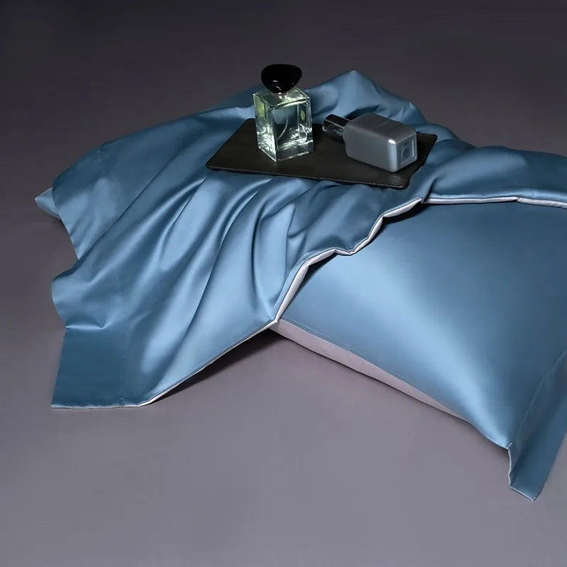 Luxury 100% Egyptian Cotton Reversible Duvet Cover Set in Silver & Purple