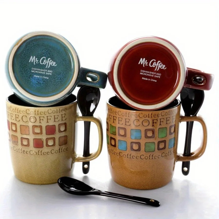 Multicolor Coffee Mug Set - 4-Piece Elegant Ceramic Collection