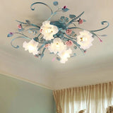 Romantic Rose Flower Ceiling Lamp - Pastoral Style Chandelier