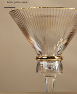 Vertical Grain Gold Waistline Goblet Champagne Glass Cocktail Glass Vertical Grain Water Cup Suit Electroplated Gold Creative Wine Ware Julia M Home & Kitchen