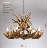 Rustic Alpine Hand-Crafted Deer Antler Pendant Chandelier