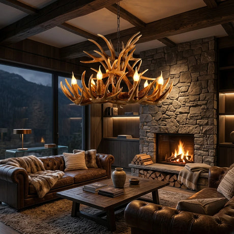 Deer Horn Resin Antler Chandelier E14 Bulb American Retro Resin Horn Deer Lamps Indoor Home  Rustic Decoration Lighting