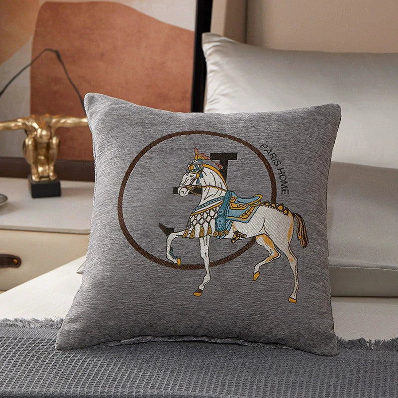 Horse 45cm Throw Pillow Cushion Covers Pack Of 1 Pcs Luxury Horse Embroidery Modern Style Couch Sofa Pillow Covers