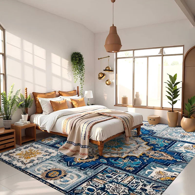 Moroccan Retro Style Bathroom and Living Room Floor Mat