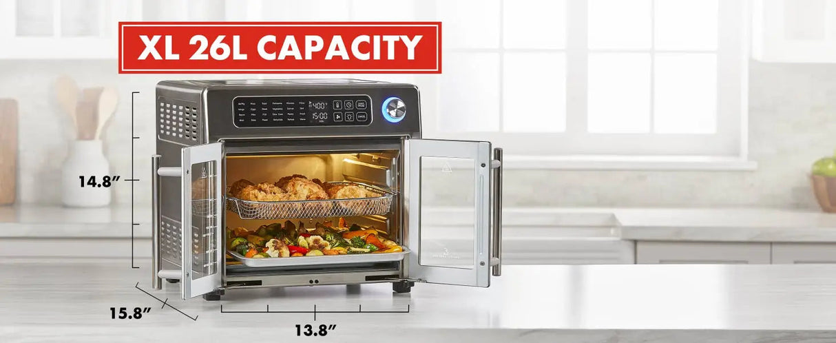 Emeril Lagasse Extra Large French Door Air Fryer Toaster Oven Combo, 24 Cooking Functions and Digital Controls, 7 Accessories In Julia M Home & Kitchen