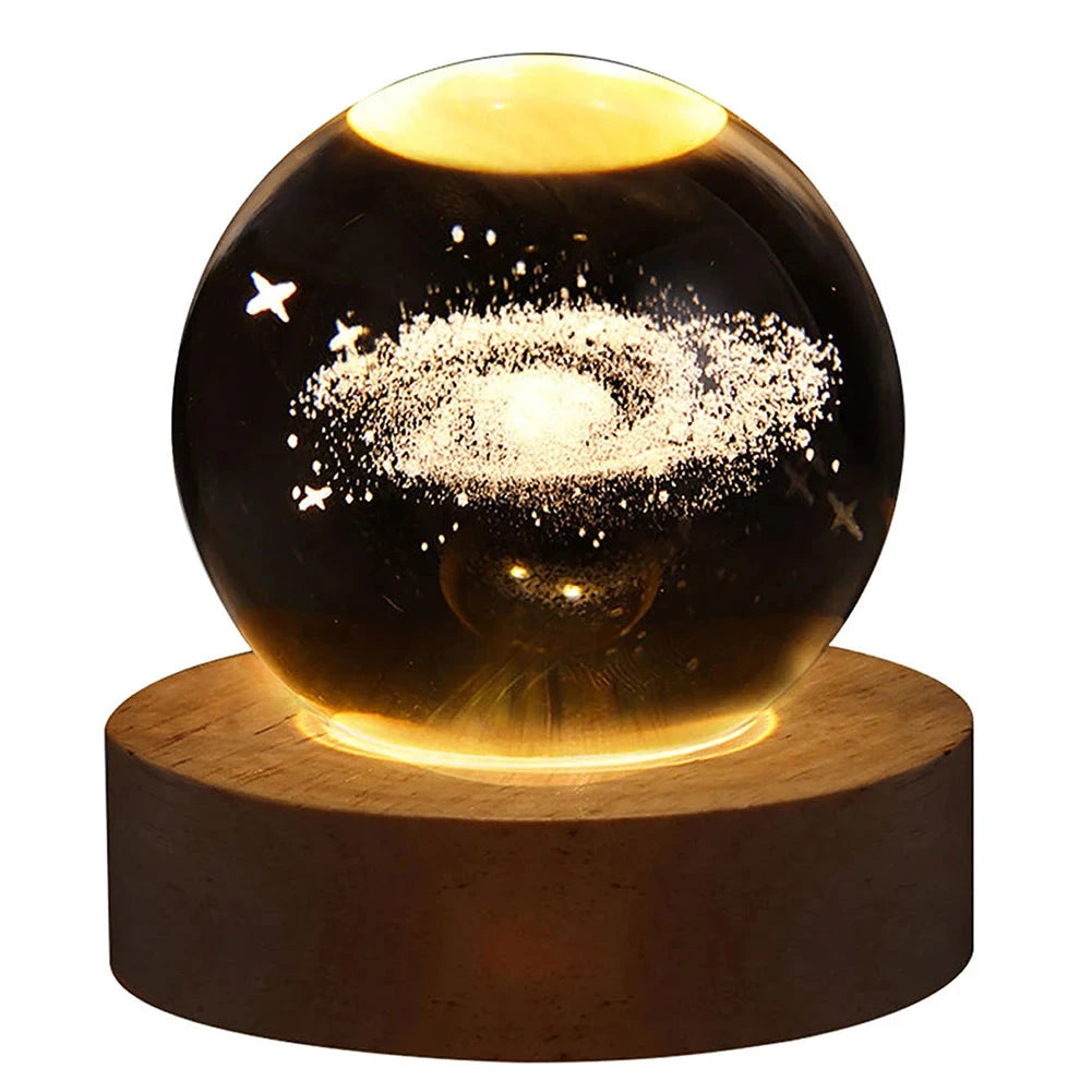 Unique 3D Crystal Ball Lamp with Galaxy and Planetary Projections USB Night Light for Cozy Atmosphere plasma ball Julia M LifeStyles