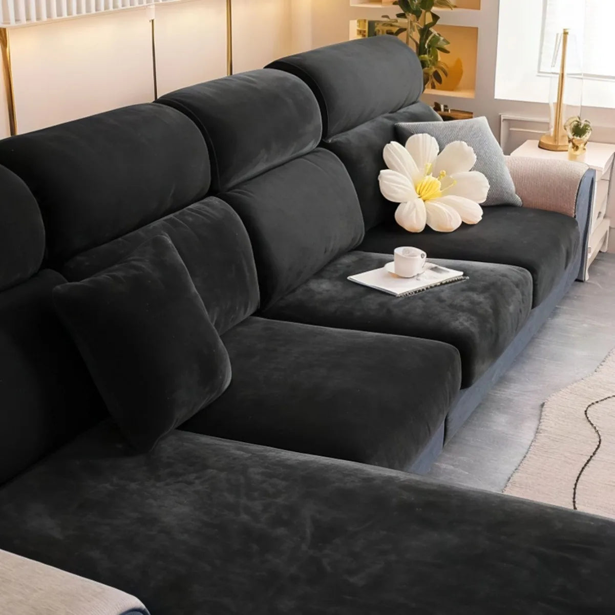 Thickened Elastic Silver Fox Fleece Sofa Cover