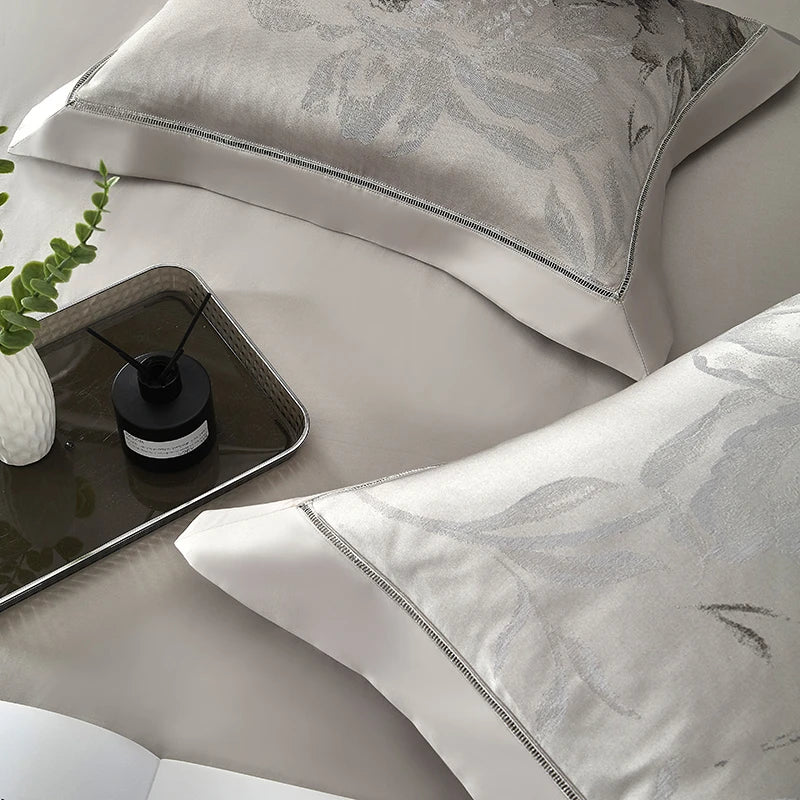 4/7Pcs Luxury Soft Silky Egyptian cotton Damask Satin Bedding Set Super King Duvet Cover Flat Sheet/Fitted Sheet Pillowcases Julia M LifeStyles