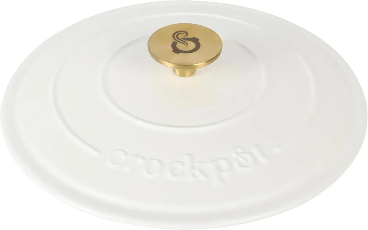 Artisan 7-Quart Round Dutch Oven - Matte Linen White w/Gold Knob Julia M Home & Kitchen