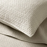 Cotton Sateen Pick-Stitch Quilt Set Queen Size – 100% Cotton Lightweight Coverlet, All-Season Quilt with 2 Shams, Parchment