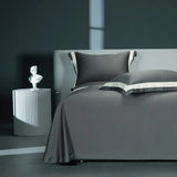 Premium 1400TC Egyptian Cotton Smooth Soft Bedding Set Chic White Grey Patchwork Duvet Cover Flat/Fitted Bed Sheet Pillowcases