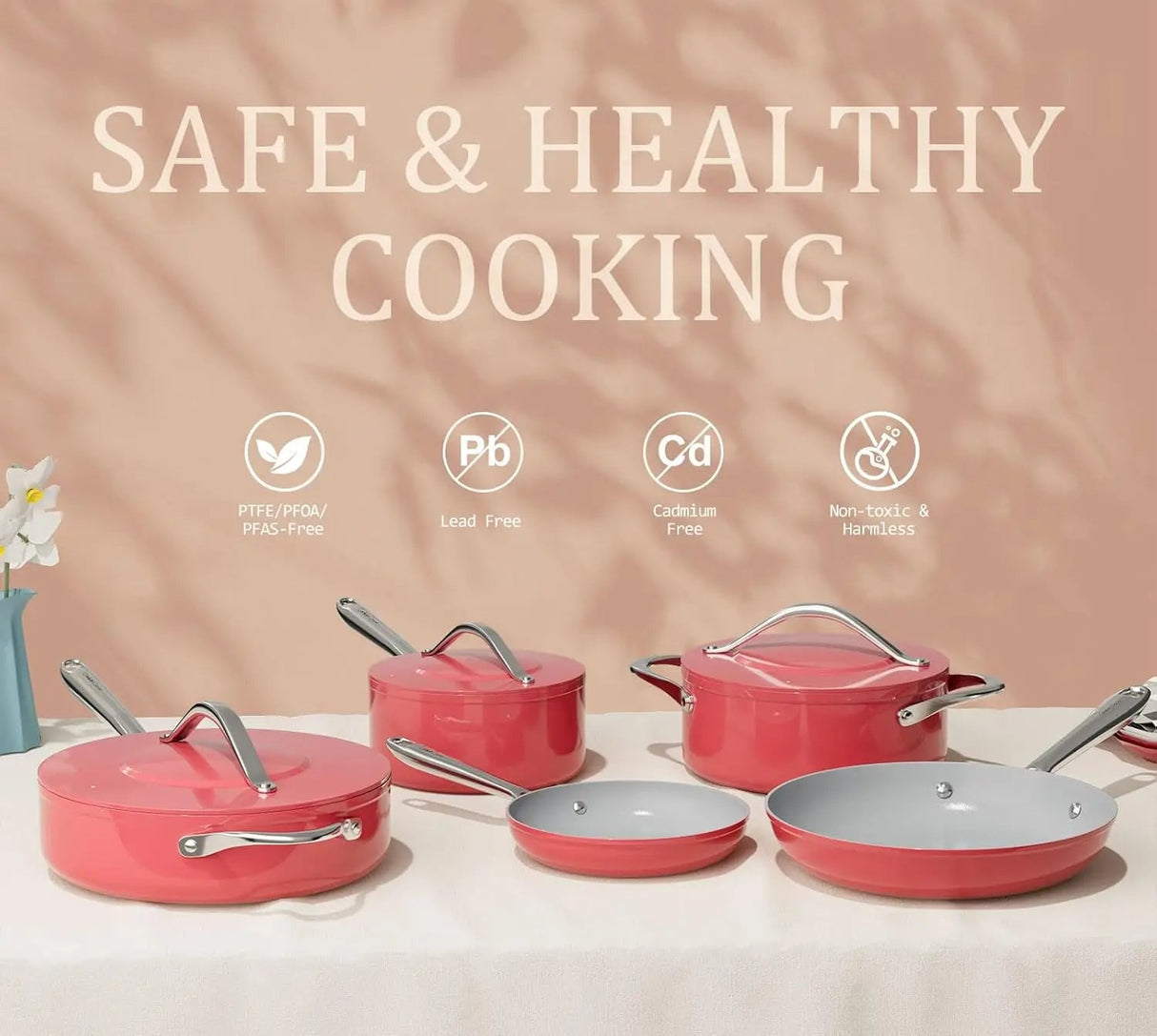 Ceramic Cookware Set Nonstick Pots and Pans Set 8-Piece - Non-Toxic & PTFE/PFOA/PFAS Free, Induction Cookware, Julia M LifeStyles