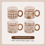 Hero Retro Ceramic Mug with Lid - Exquisite 300-400ml Coffee Cup