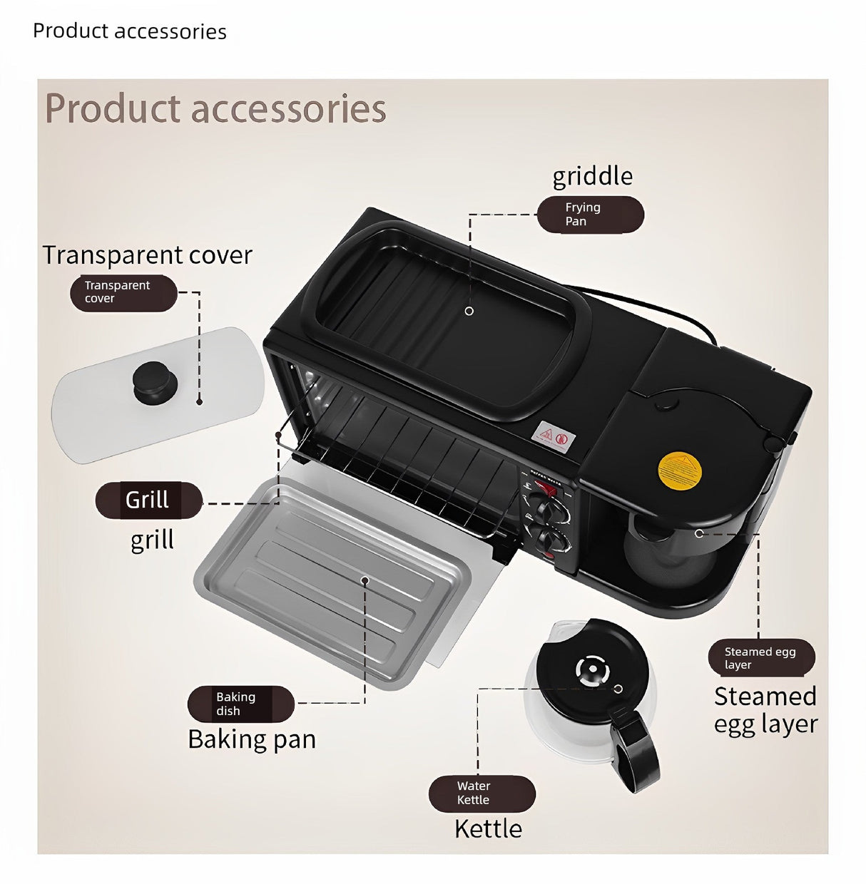 Breakfast Machine Multi-Functional For Home Bread Maker Three-in-One Electric Oven Sandwich Machine Toaster Cross-Border Overseas Same Style Julia M Home & Kitchen