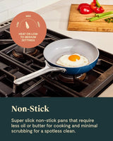 Mini Cookware Set - Non-Stick Ceramic Fry Pan (1.05 qt, 8") Sauce Pan (1.75 qt) & Storage Rack - Non Toxic, PTFE & PFOA Free Julia M Home & Kitchen