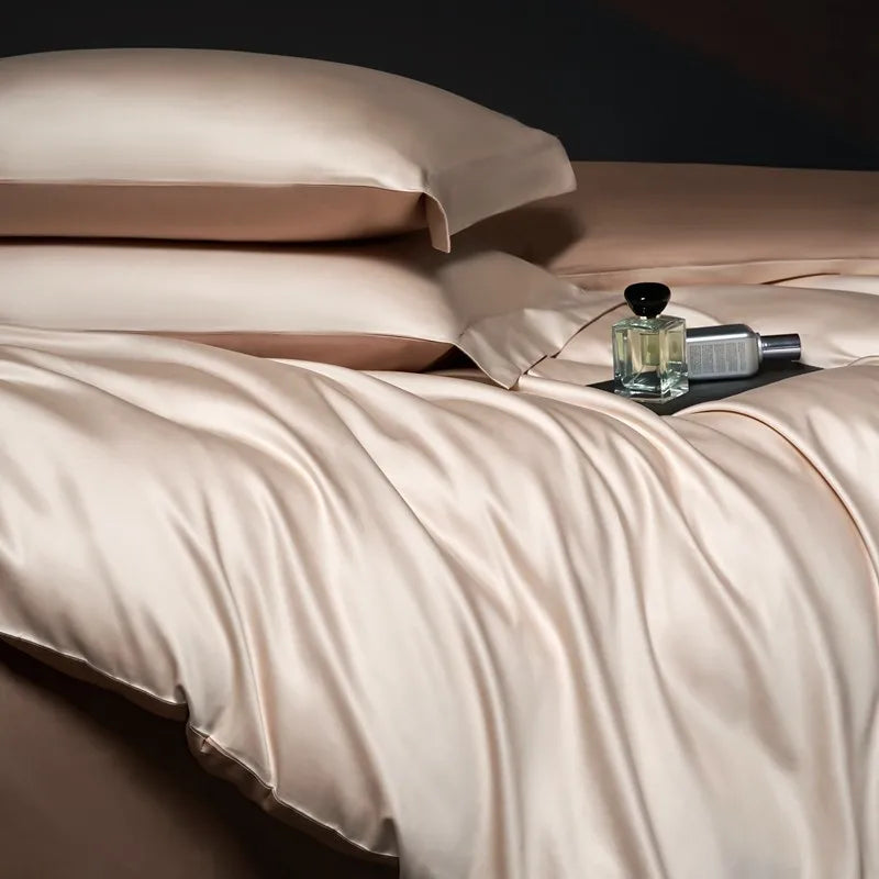 Luxury 100% Egyptian Cotton Reversible Duvet Cover Set in Silver & Purple