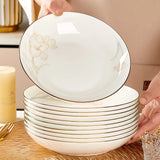 Bone Porcelain Tableware Sets Simple Flower Pattern Bowl And Plate Suitable For Family Gatherings And Party Kitchen Supplies - Julia M LifeStyles