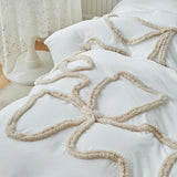 New Bow-knot Tufted Cut Flower Quilt Cover Set Queen Tufting Duvet Cover and Pillowcase Comfortable Skin-Friendly Blanket Covers