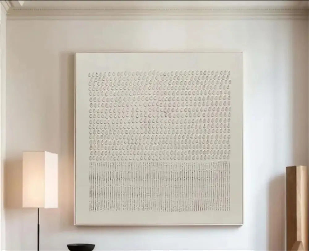 Custom Design White Beige 3D Textured Minimalist Handmade Wabi-Sabi Abstract Oil Painting for Home Hotel Office Wall Art Decor