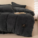 Wostar Luxury Solid Color Flannel Duvet Cover Set, 220x240 cm