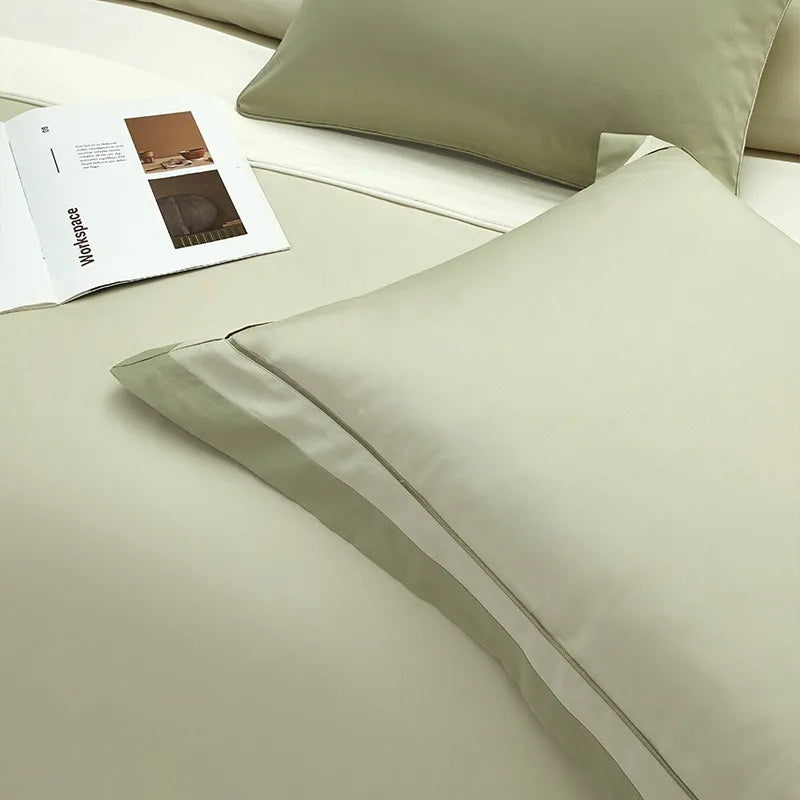 Luxury Long Staple Cotton Bedding 4/7Pcs, Sateen Weave Natural Super King Soft Chic Patchwork Duvet cover Bed Sheet Pillowcases