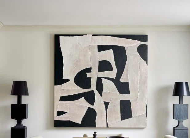 Custom Design White Beige 3D Textured Minimalist Handmade Wabi-Sabi Abstract Oil Painting for Home Hotel Office Wall Art Decor