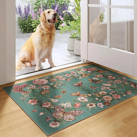 Bohemian Floral Butterfly Carpet Entrance Mat