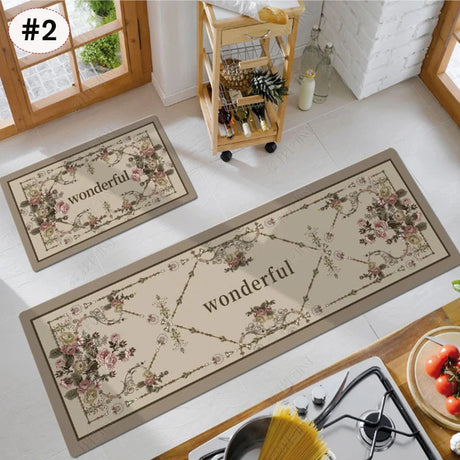 Vintage Printed Crystal Velvet Floor Mat Strip - Kitchen Rug & More