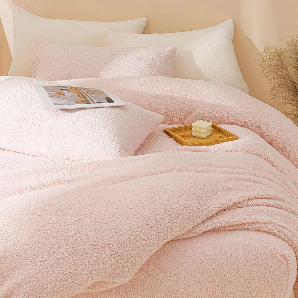Plush Fleece Duvet Cover Set with Sheet, 4-Piece