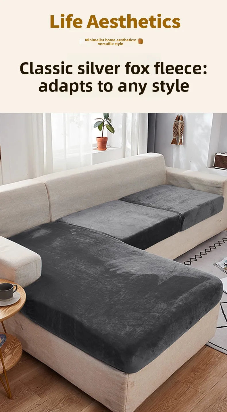 Thickened Elastic Silver Fox Fleece Sofa Cover
