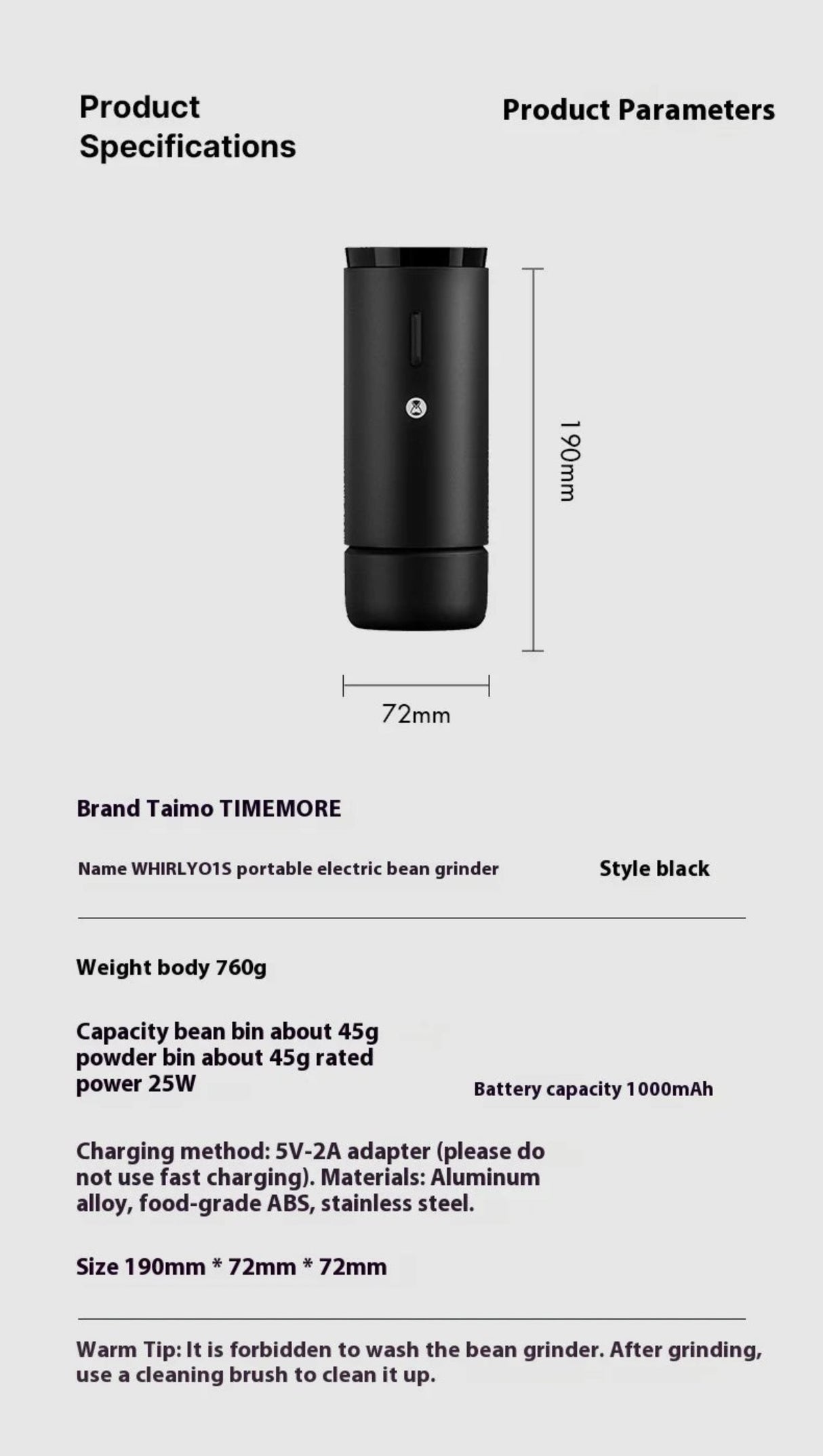 TIMEMORE Whirly 01s Electric Coffee Grinder 42mm Core Grinding Hand Brewed Coffee Bean Automatic Grinder Portable Grinders Gifts Julia M Home & Kitchen