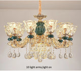 LED Crystal Ceramic Retro Ceiling Chandelier - European Style Luxury Lamp