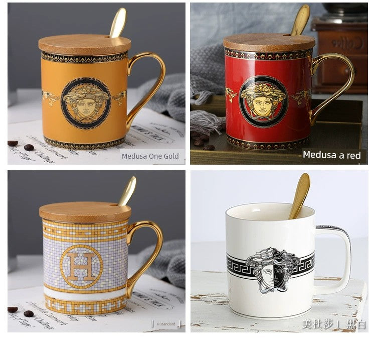 Florence Exquisite European-Style Bone China Mug with Lid and Spoon Julia M LifeStyles